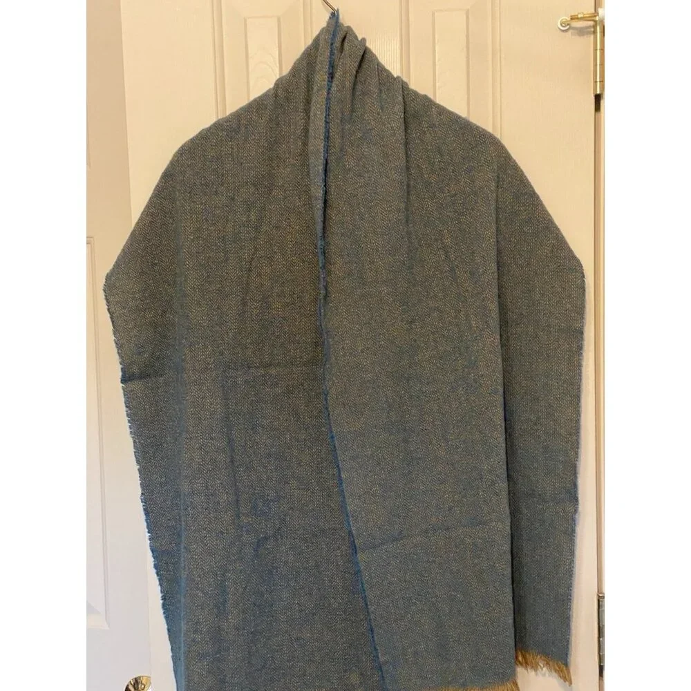 Polo Ralph Lauren Teal Blue Gold Brown Scarf Women's 17
